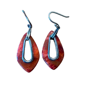 Silpada Red Coral and Silver Teardrop Earrings “The Cardinal Rule”